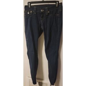 True Religion Jeans Womens Size 25 Misty Skinny Low Rise Dark Blue Denim 25x28